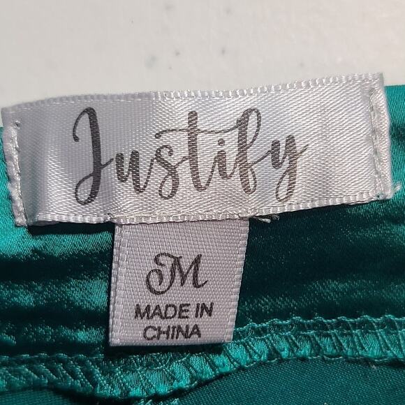 Justify Forest Green Cowl Neck Midi Satin Dress Spaghetti Strap Size M NEW 2719 - Picture 3 of 13